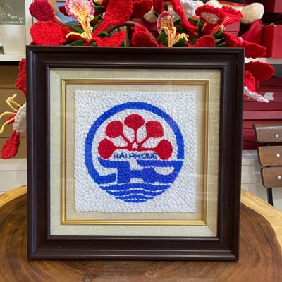 Tranh Thêu Len Nổi Logo Hải Phòng 32x32cm